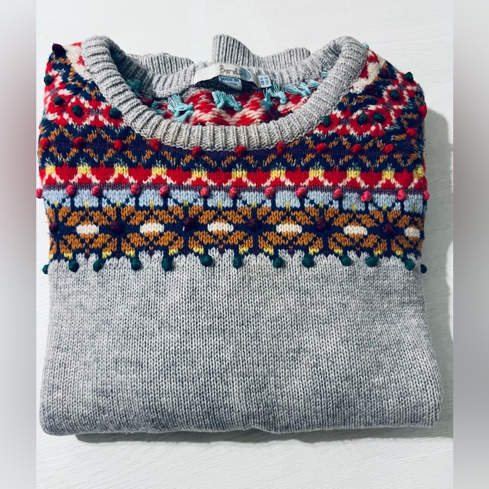 Vintage Boden Fair Isle Gray Patterned Sweater - image 1